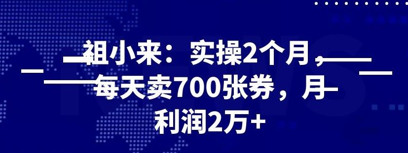 最新赚钱项目：实操2个月，每天卖700张券，月利润2万+-何以博客