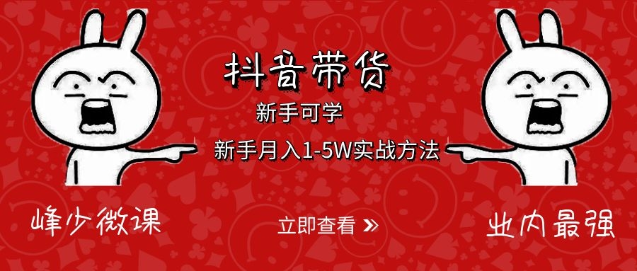 抖音带货：新手月入1-5W实战方法-何以博客