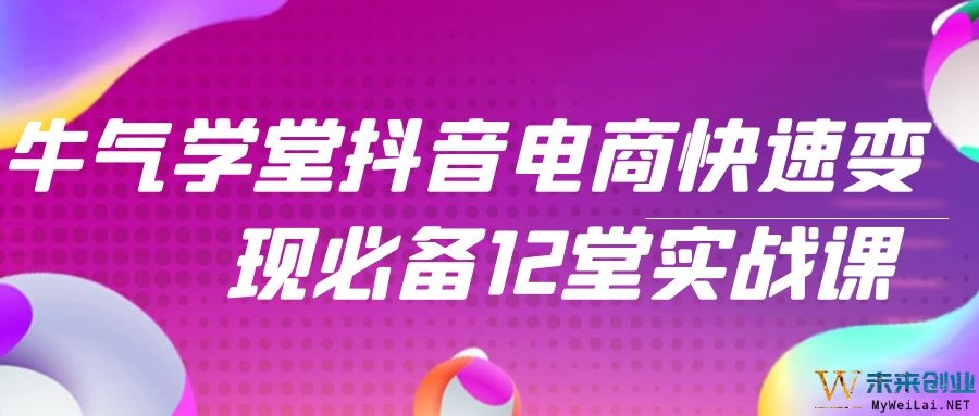 牛气学堂抖音电商快速变现必备12堂实战课-何以博客