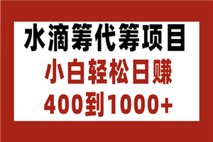 水滴筹代筹项目，小白轻松日赚400到1000+-何以博客