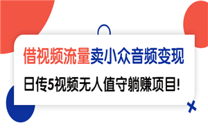 借视频流量，卖小众音频变现，日传5视频无人值守躺赚项目-何以博客