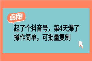 起了个抖音号，第4天爆了！操作简单，可批量复制-何以博客