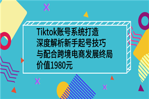 Tiktok账号系统打造，深度解析新手起号技巧与跨境电商发展终局价值1980元-何以博客