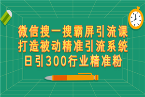 微信搜一搜霸屏引流课，打造被动精准引流系统 日引300行业精准粉-何以博客