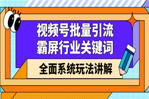 视频号批量引流，霸屏行业关键词（基础班）全面系统玩法讲解-何以博客