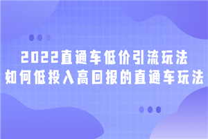 2022直通车低价引流玩法，教大家如何低投入高回报的直通车玩法-何以博客