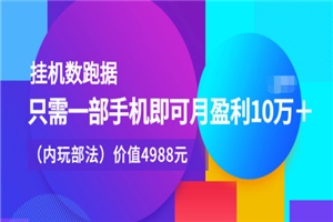 挂机数跑据，只需一部手机即可月盈利10万＋（内部玩法）价值4988元-何以博客