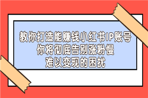 打造能赚钱小红书IP账号：你将彻底告别涨粉慢，难以变现的困扰-何以博客