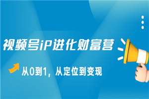 视频号iP进化财富营，从0到1，从定位到变现赚钱-何以博客