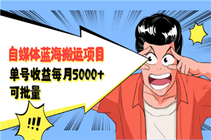 自媒体蓝海搬运项目：单号收益每月基本都可以达到5000+，可批量-何以博客