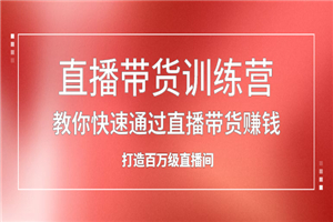 直播带货训练营，教你快速通过直播带货赚钱，打造百万级直播间-何以博客