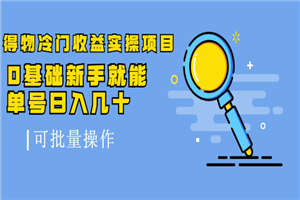 得物冷门收益实操项目，0基础新手就能单号日入几十，可批量操作【视频课】-何以博客