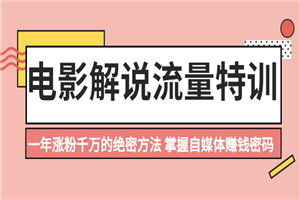 电影解说流量特训：一年涨粉千万的绝密方法，掌握自媒体赚钱密码-何以博客