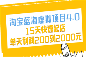 淘宝蓝海虚拟项目4.0，15天快速起店，单天利润200到2000元-何以博客