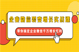 企业微信裂变增长实战课：带你搞定企业微信千万增长红利，新流量-新玩法-何以博客