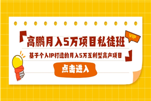 高鹏月入5万项目私徒班，基于个人IP打造的月入5万互利型高产项目-何以博客