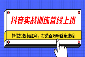 抖音实战训练营线上班，抓住短视频红利，打造百万粉丝全流程-何以博客