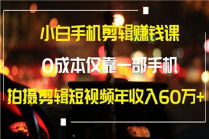 小白手机剪辑赚钱课，0成本仅靠一部手机年赚60W-何以博客