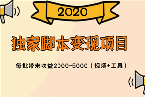 2020独家脚本变现项目，每批带来收益2000-5000（视频+工具）-何以博客