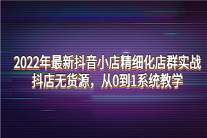 2022年最新抖音小店精细化店群实战，抖店无货源，从0到1系统教学-何以博客