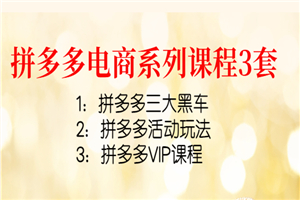 拼多多电商系列课程3套：拼多多3天快速上10分+拼多多活动玩法+拼多多高端课程-何以博客