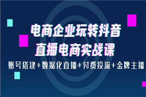 电商企业玩转抖音直播电商实战课：账号搭建+数据化直播+付费投流+金牌主播-何以博客