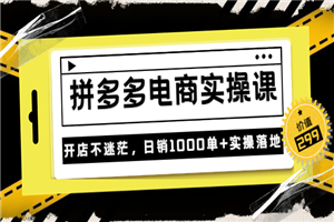 不灭《拼多多电商实操课》开店不迷茫，日销1000单+实操落地（价值299元）-何以博客