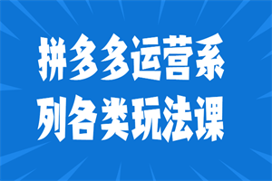 拼多多运营系列各类玩法课-何以博客