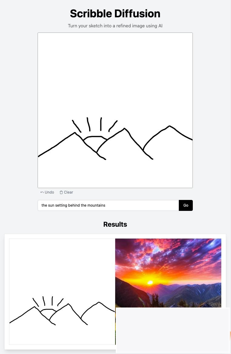 Scribble Diffusion 开源涂鸦 AI 绘画草图变成精致图像源码