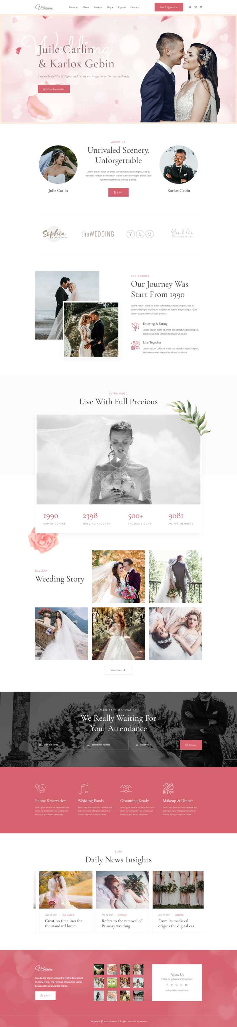 精美的婚礼活动策划摄影HTML模板-何以博客