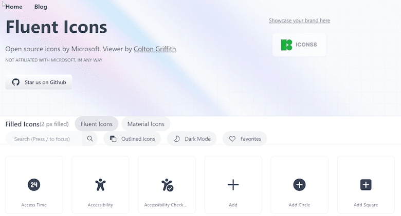 Fluent Icons - 一个可视化展现微软4000+Fluent UI图库