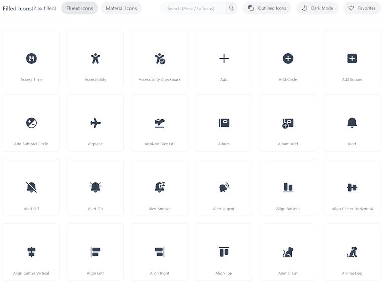 Fluent Icons - 一个可视化展现微软4000+Fluent UI图库