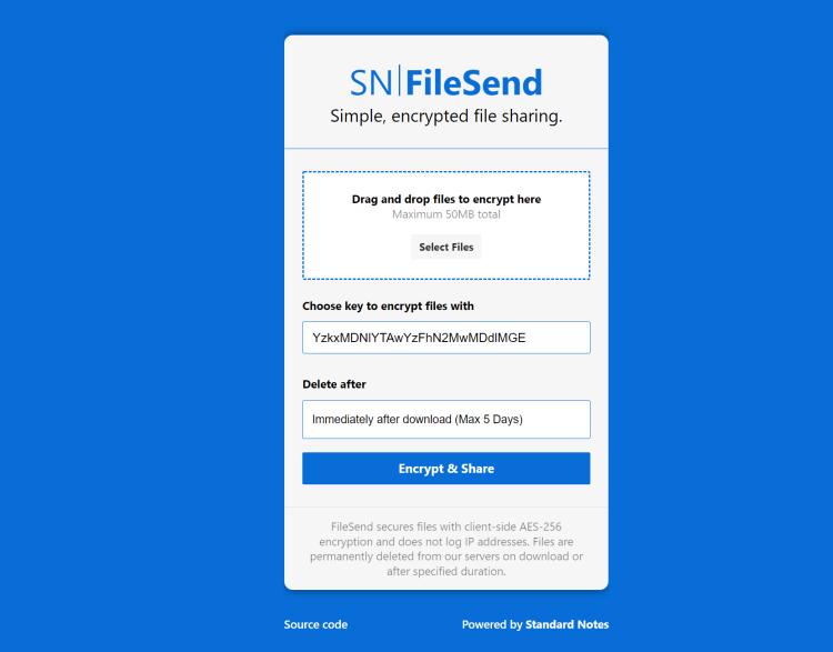 FileSend - 临时免费加密文档存储空间 保存5天自动删除