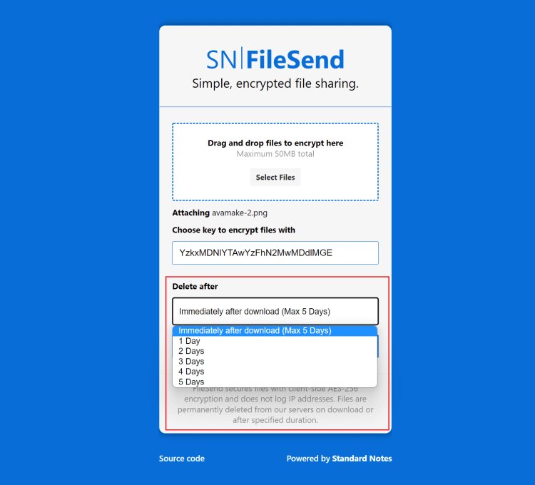 FileSend - 临时免费加密文档存储空间 保存5天自动删除